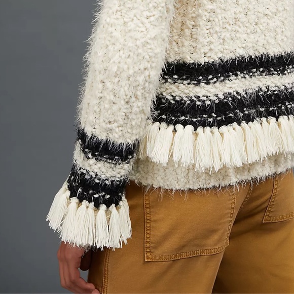 NWT Anthropologie Cora Fringed Eyelash Sweater Ivory Size S Small - Picture 4 of 6